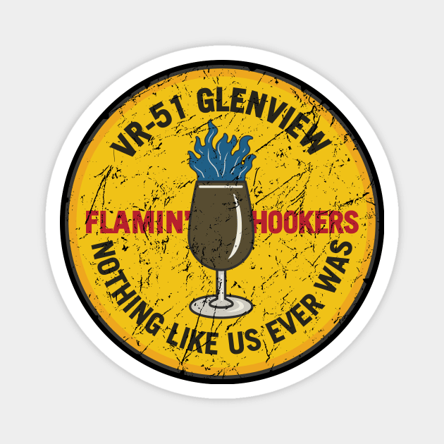 Retro Flamin' Hookers VR-51 Glenview Squadron Logo Magnet by hobrath